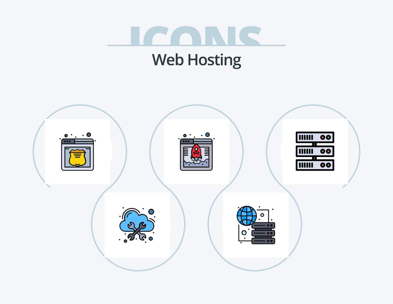 webb värd linje fylld ikon packa 5 ikon design. klot. datacenter . krascha. säkerhetskopiering . webb vektor