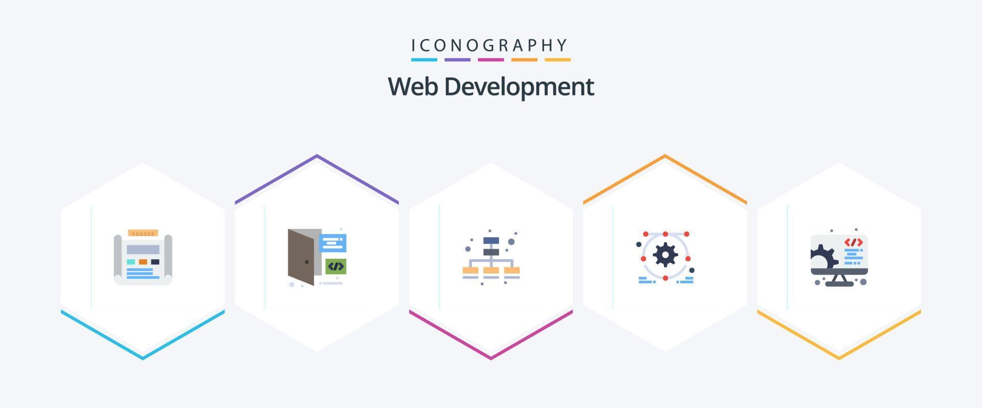 Webentwicklung 25 Flat Icon Pack inklusive Einstellung. Entwicklung. Seite. Einstellung. Entwicklung vektor
