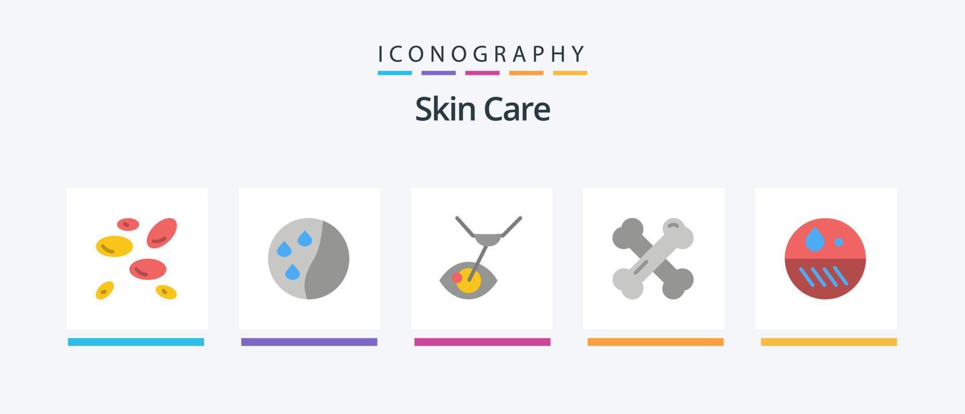 Skin Flat 5 Icon Pack inklusive trocken. Hautarzt. Augenbehandlung. Rheuma. Kalzium. kreatives Symboldesign vektor