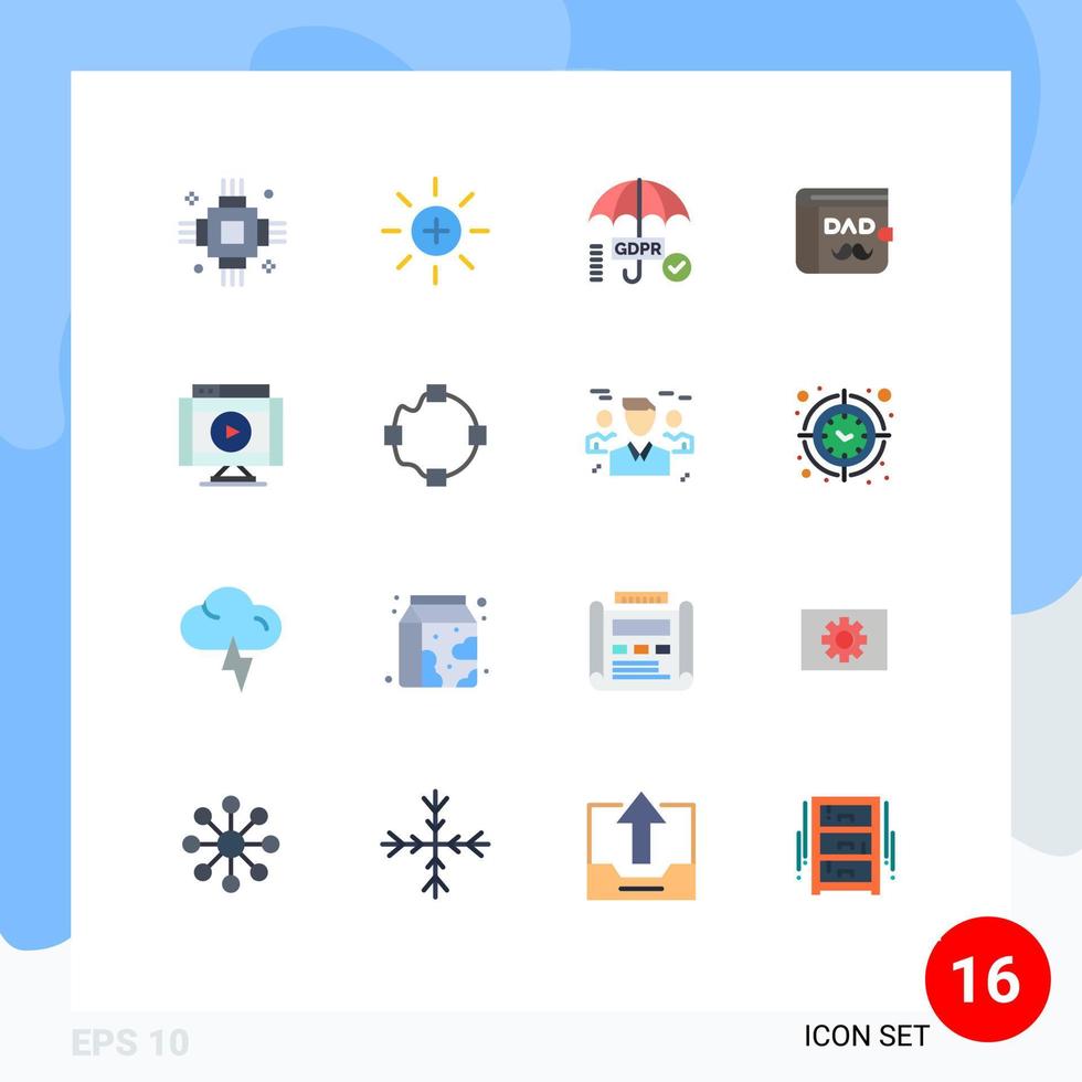 16 tematiska vektor platt färger och redigerbar symboler av internet far användare pappa säkra redigerbar packa av kreativ vektor design element