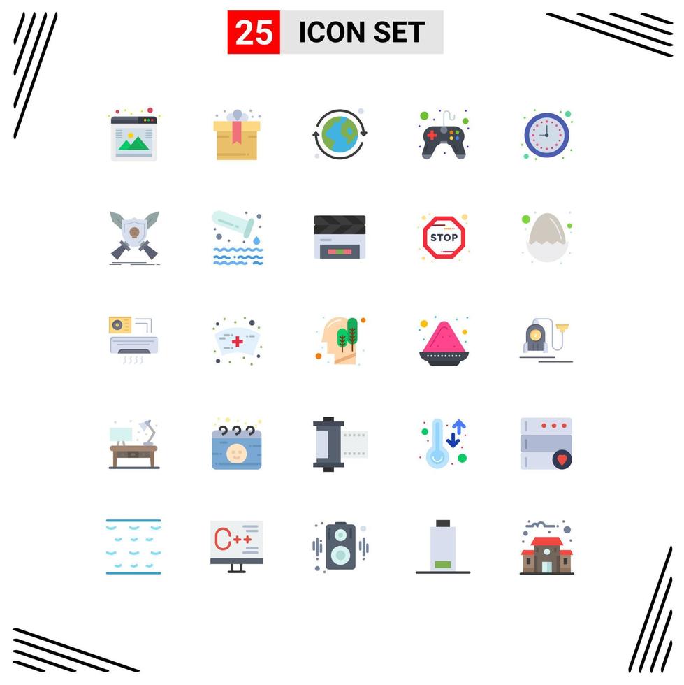 modern uppsättning av 25 platt färger och symboler sådan som Kolla på klocka dag företag spel redigerbar vektor design element