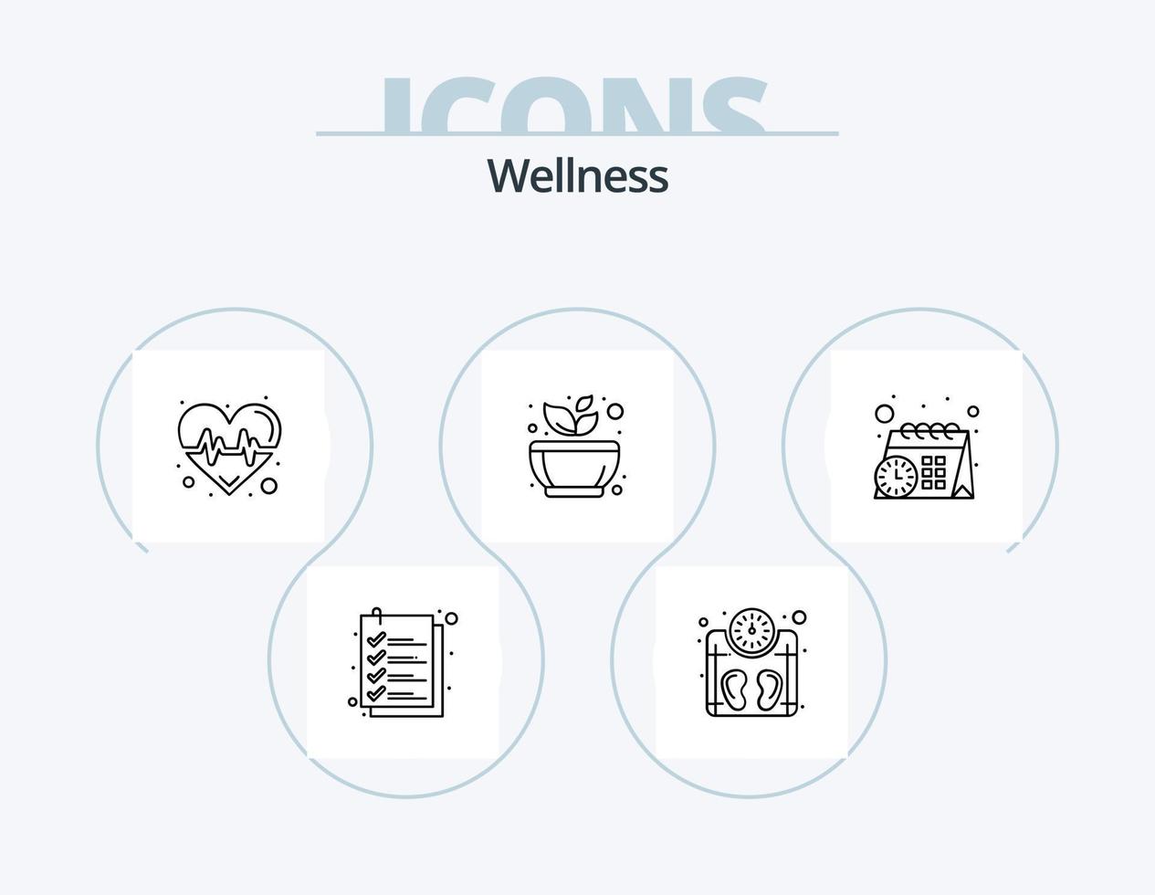 wellness linje ikon packa 5 ikon design. . wellness blad. hoppar över. spa. spa vektor