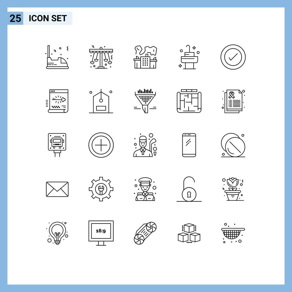 grupp av 25 rader tecken och symboler för layout bad lekland handfat kärn redigerbar vektor design element