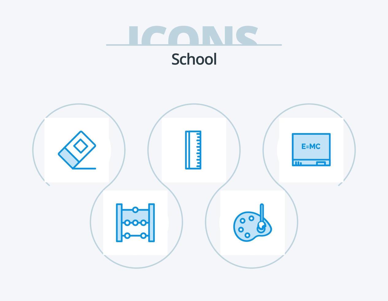 Schule blau Icon Pack 5 Icon Design. . Formel. Radiergummi. Bildung. Schule vektor