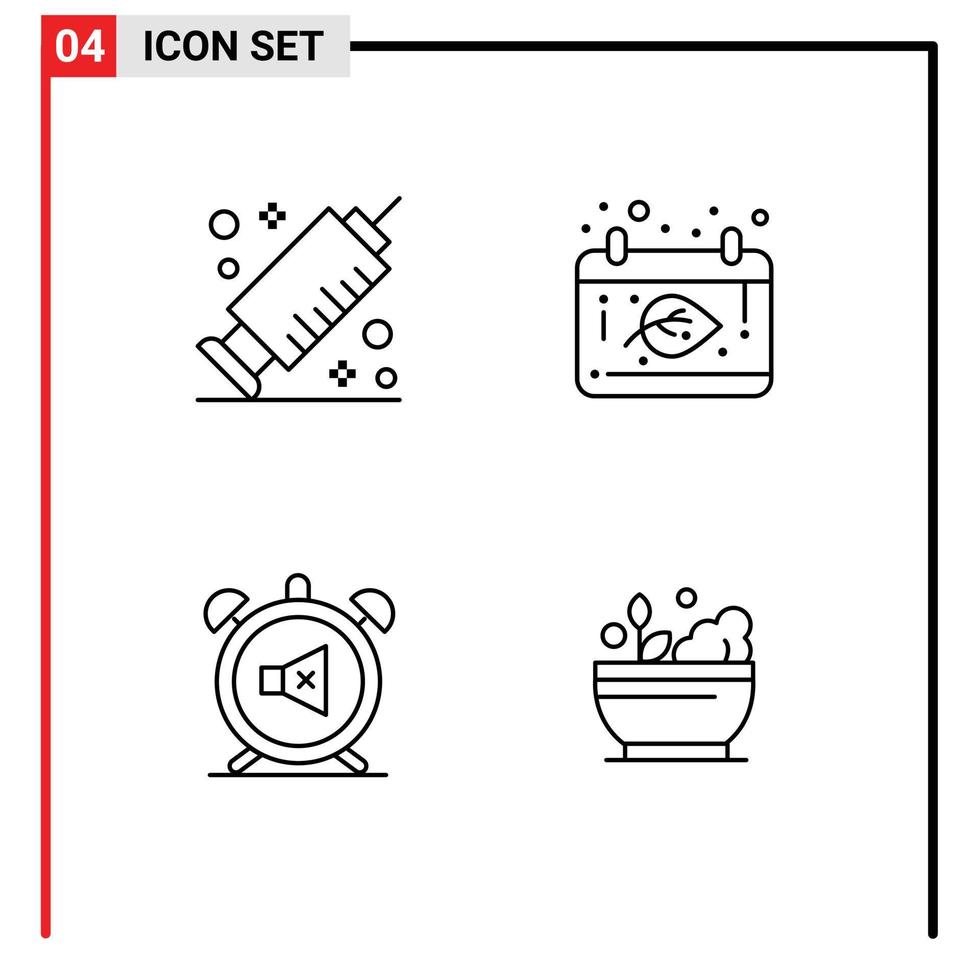 mobil gränssnitt linje uppsättning av 4 piktogram av medicin stum höst tacksägelse ljud redigerbar vektor design element