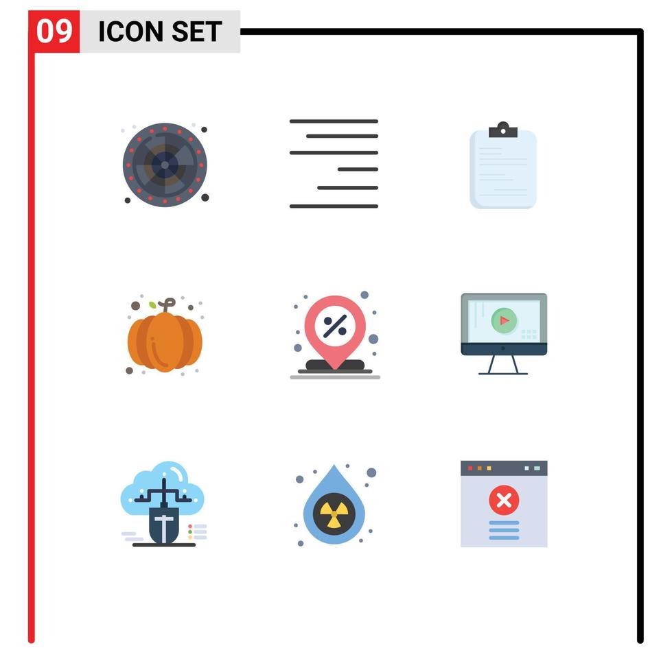 editierbare Vektorlinie Packung mit 9 einfachen flachen Farben von bearbeitbaren Vektordesign-Elementen für die medizinische Ernte des Rabattkürbisses Herbst vektor