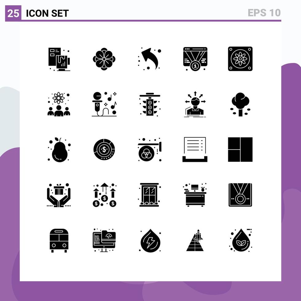 Gruppe von 25 soliden Glyphenzeichen und Symbolen für kühlere Web-Pfeil-Werbeabzeichen editierbare Vektordesign-Elemente vektor