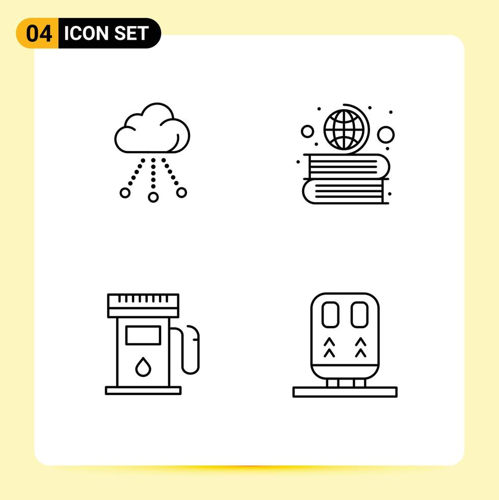 4 kreativ ikoner modern tecken och symboler av moln gas station teknologi geografi tecken redigerbar vektor design element