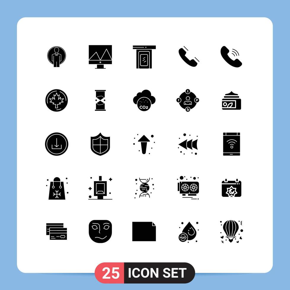 25 universell fast glyf tecken symboler av kommunikation ringa moln telefon Kontakt redigerbar vektor design element