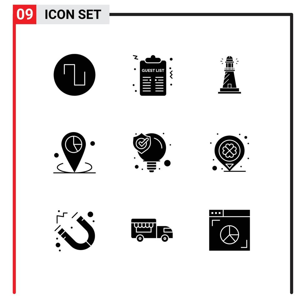 redigerbar vektor linje packa av 9 enkel fast glyfer av aning plats hus plats data redigerbar vektor design element