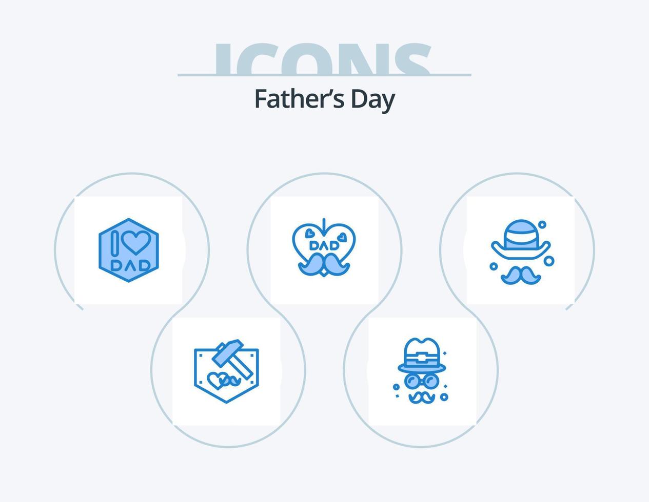 fäder dag blå ikon packa 5 ikon design. . . far. fäder. brätte vektor