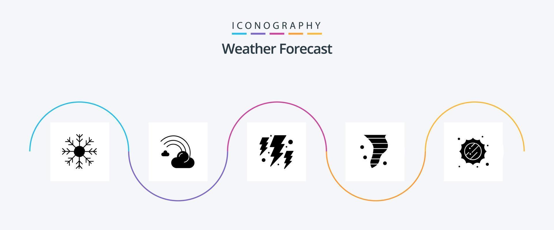 väder glyf 5 ikon packa Inklusive väder. blåser. linje. luft. kraft vektor