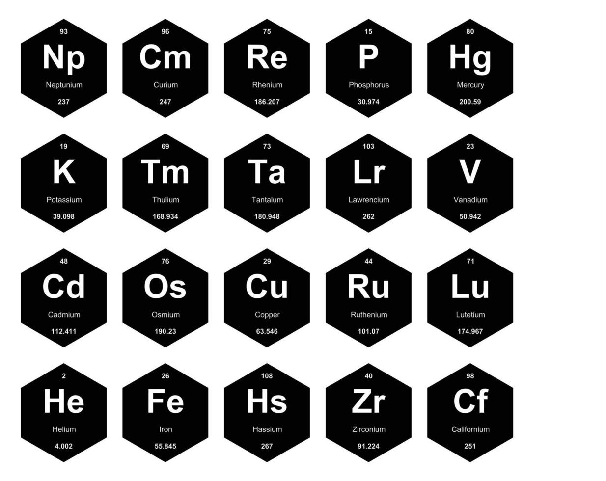 20 prejodisk tabell av de element ikon packa design vektor