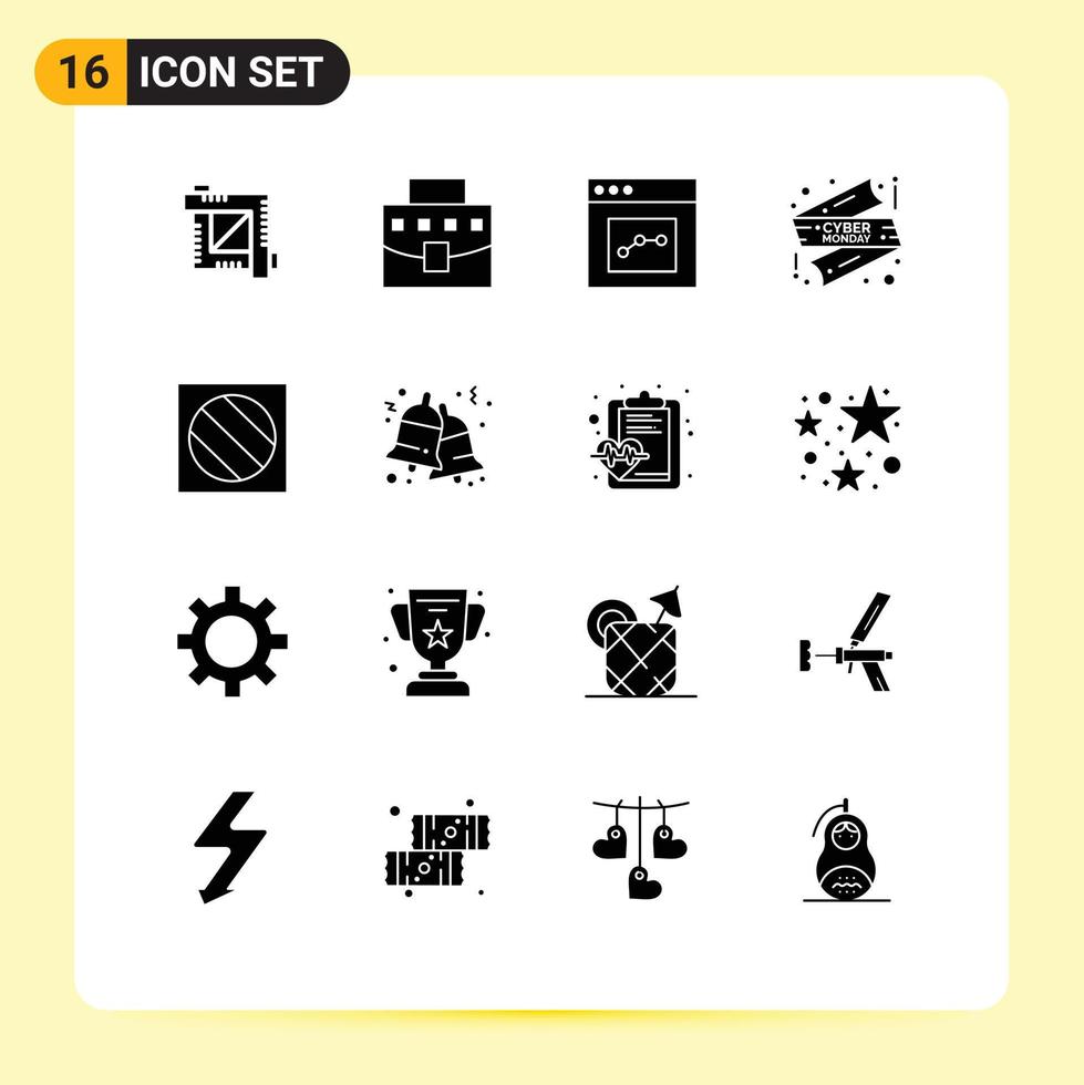uppsättning av 16 modern ui ikoner symboler tecken för redigering cyber måndag försäljning analys affär band redigerbar vektor design element