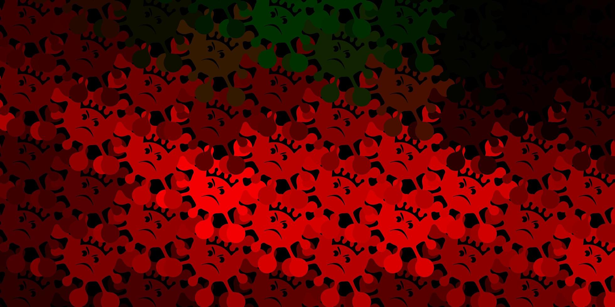dunkelgrüner, roter Vektorhintergrund mit Virensymbolen vektor