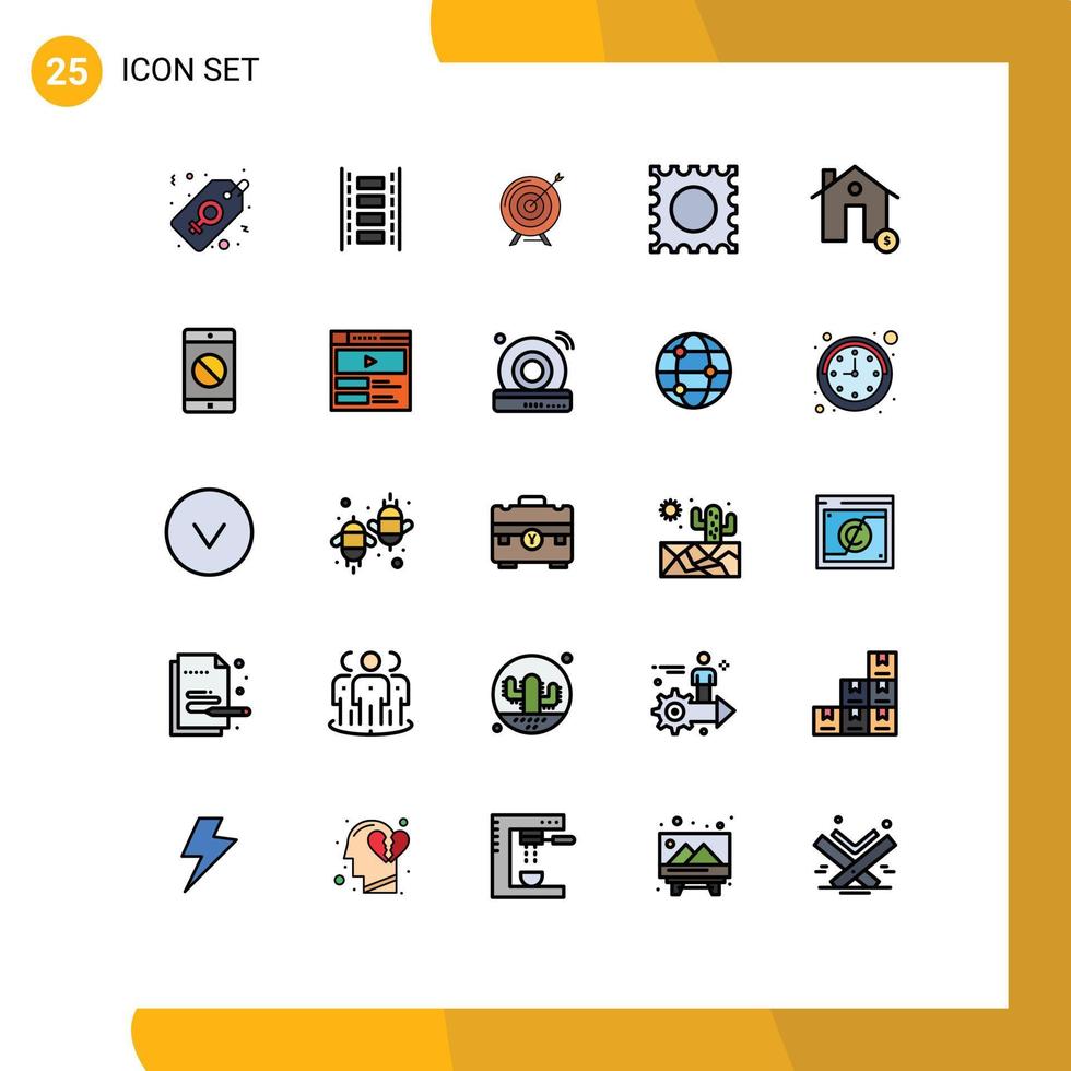 25 tematiska vektor fylld linje platt färger och redigerbar symboler av byggnader läkemedel mål Framgång mål redigerbar vektor design element