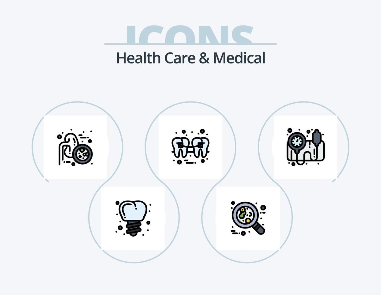 hälsa vård och medicinsk linje fylld ikon packa 5 ikon design. . medicinsk. manlig. hälsa. optisk vektor