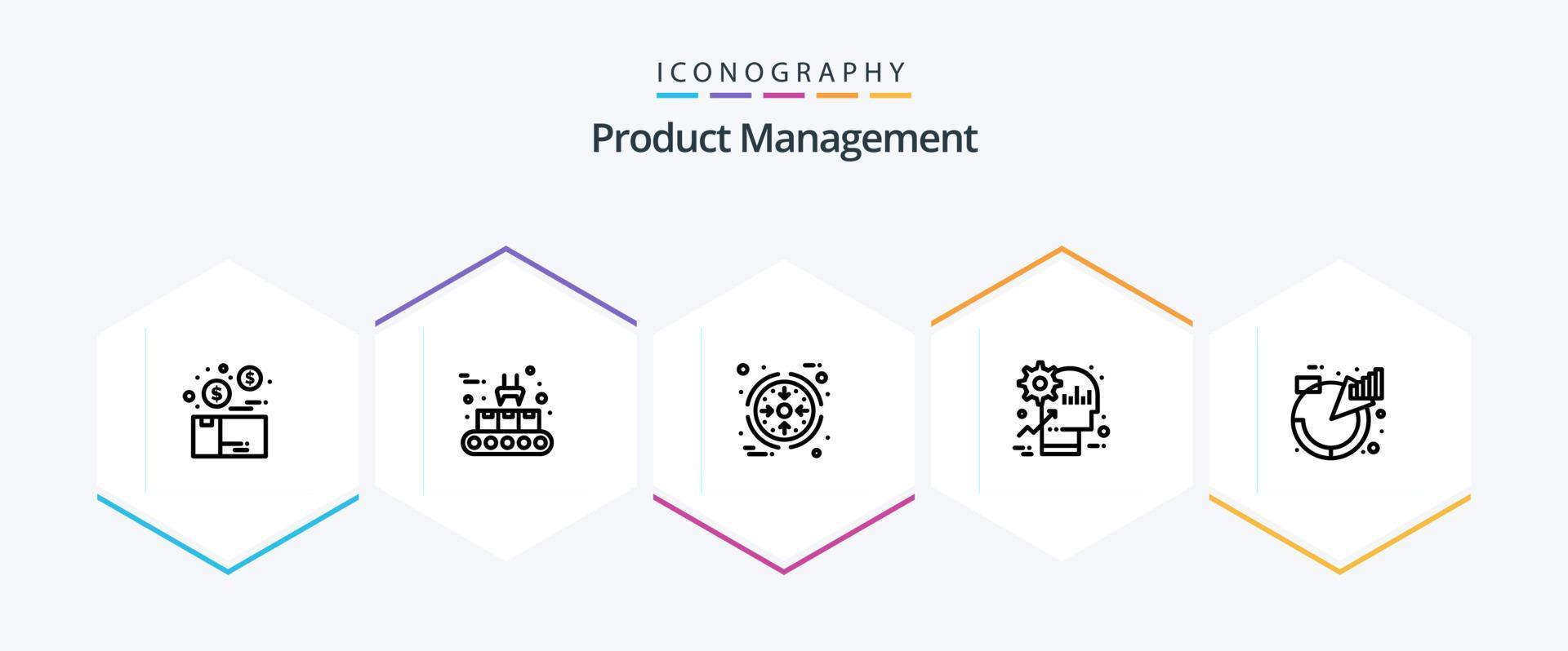 produkt förvaltning 25 linje ikon packa Inklusive produktivitet. sinne. produktion linje. huvud. produkt vektor