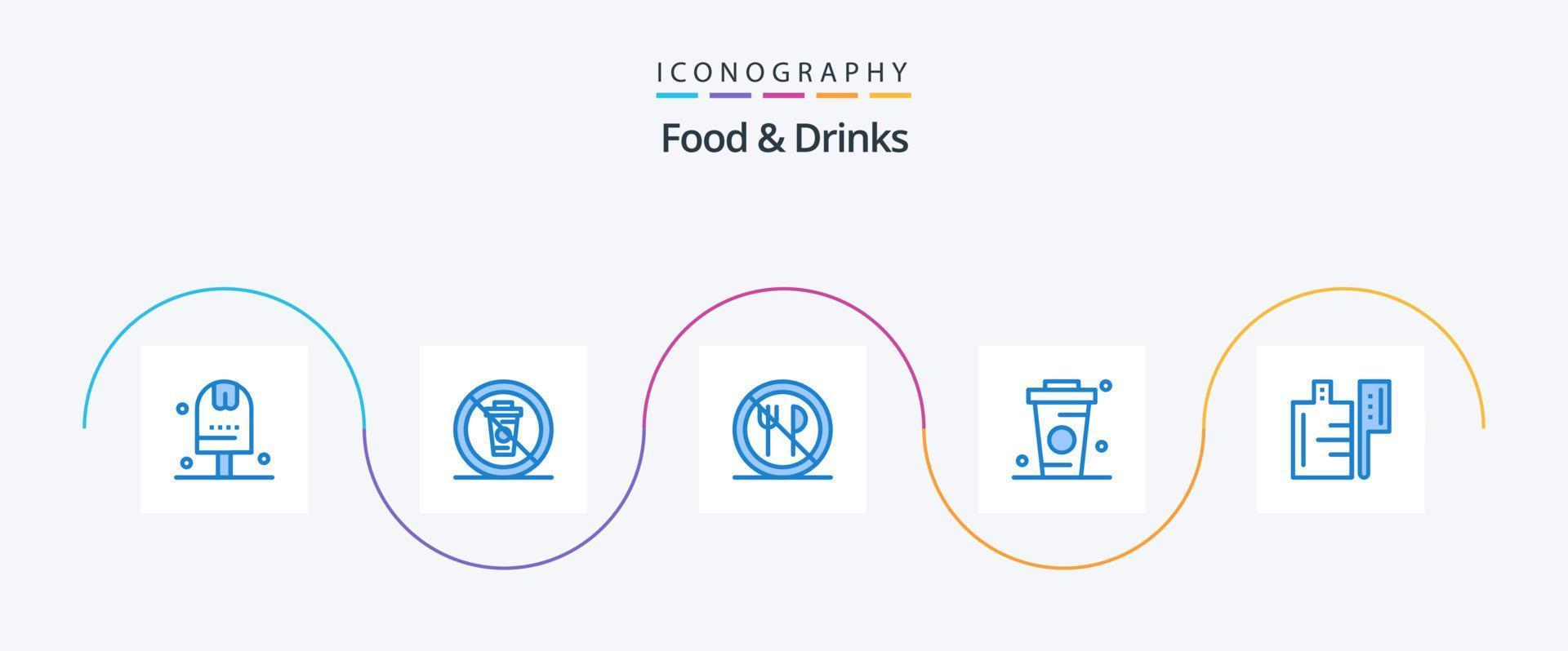 mat och drycker blå 5 ikon packa Inklusive drycker. kopp. Nej. kaffe. förbjuden vektor