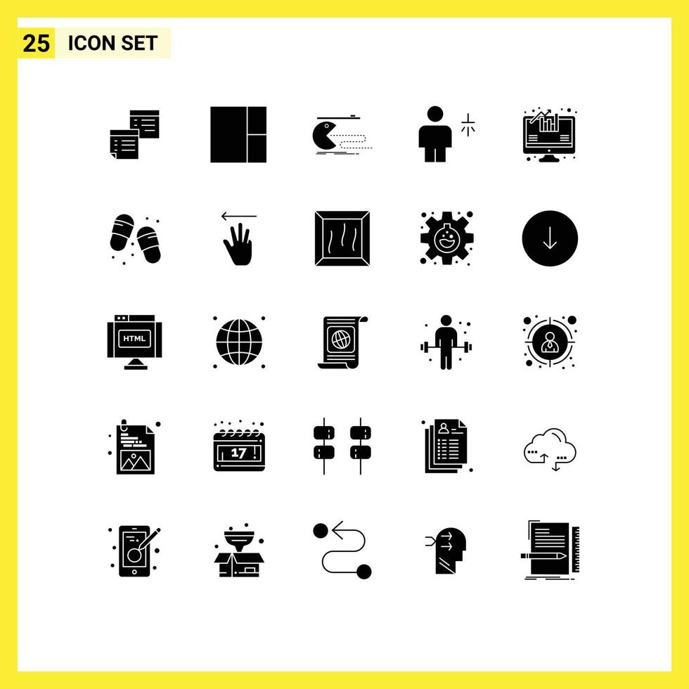 användare gränssnitt packa av 25 grundläggande fast glyfer av dusch kropp layout avatar gaming redigerbar vektor design element