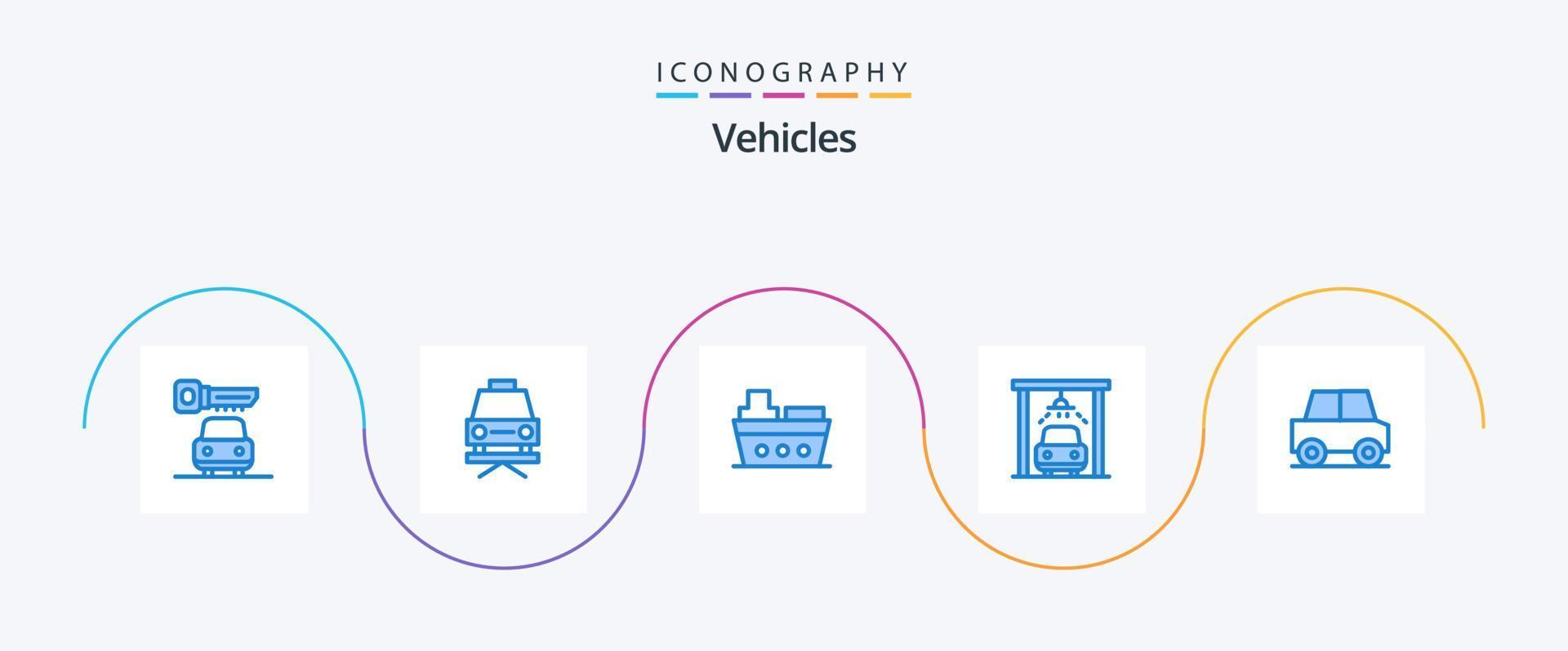 fordon blå 5 ikon packa Inklusive . resa. hav. bil. tvätta vektor