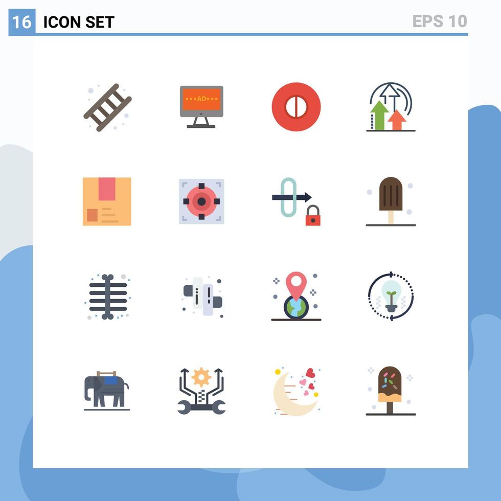 grupp av 16 modern platt färger uppsättning för leverera prestanda skärm metod symboler redigerbar packa av kreativ vektor design element