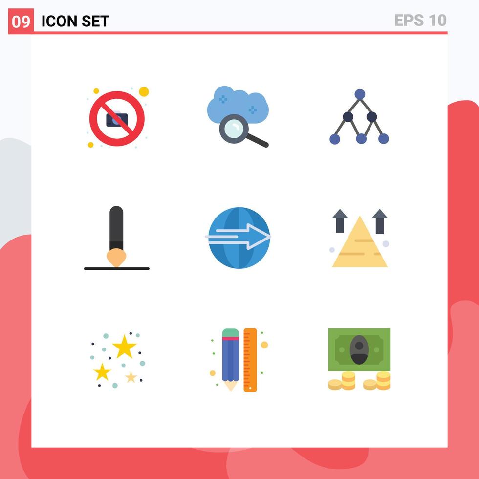 uppsättning av 9 modern ui ikoner symboler tecken för exportera frakt internet moln paintbrush borsta redigerbar vektor design element