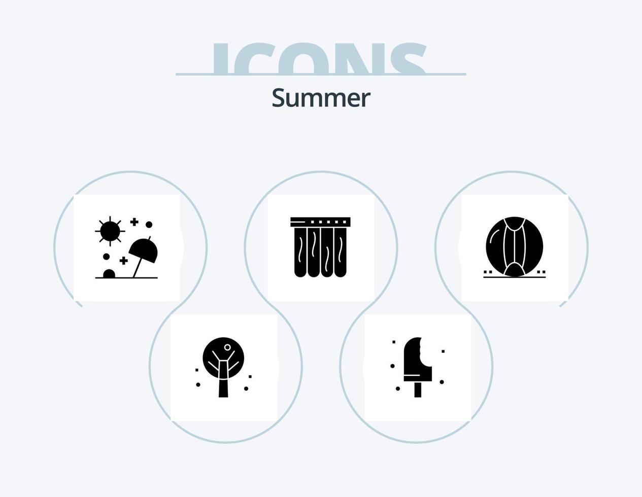 Sommer-Glyphen-Icon-Pack 5 Icon-Design. Strand. Sommer. Strand. Schwimmbad. reisen vektor