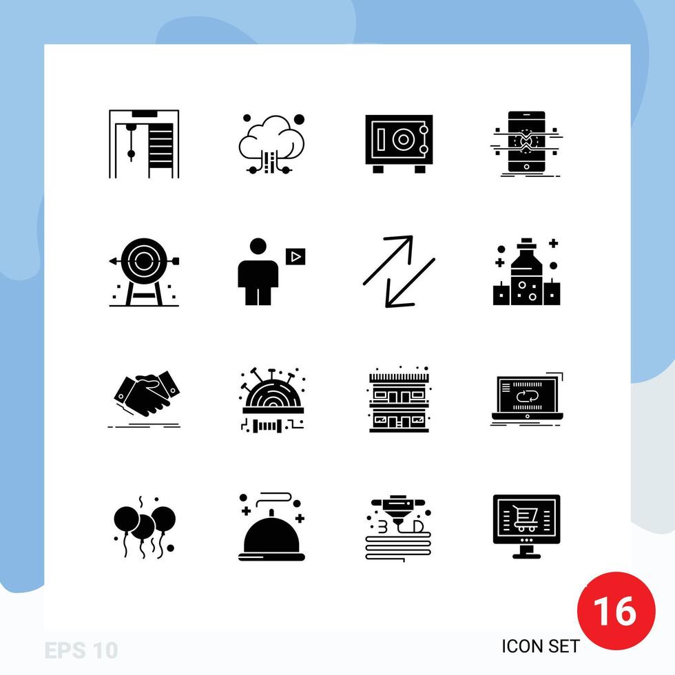 packa av 16 kreativ fast glyfer av mål företag pengar smartphone mobil redigerbar vektor design element