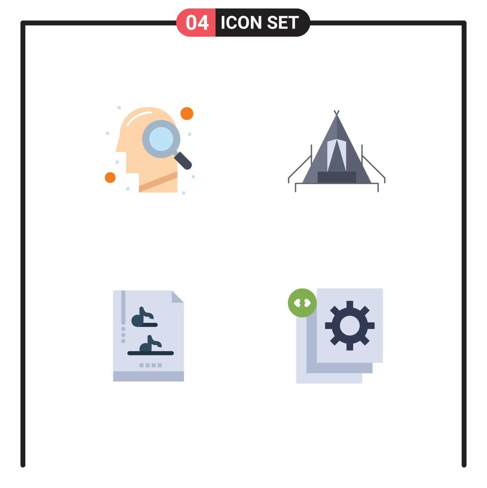 redigerbar vektor linje packa av 4 enkel platt ikoner av huvud fil dokumentera Sök läger multimedia redigerbar vektor design element
