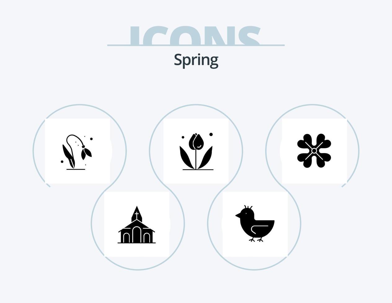 vår glyf ikon packa 5 ikon design. . vår blomma. blomma. blomma. anemon vektor