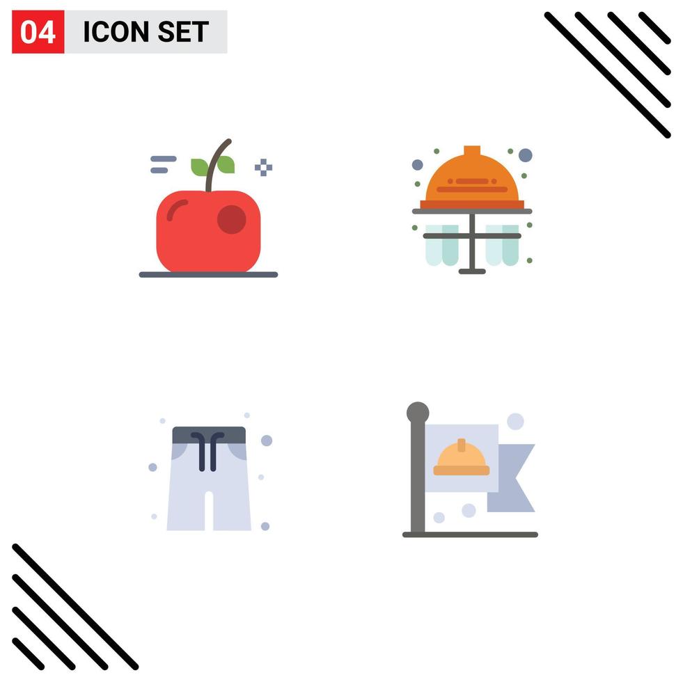 uppsättning av 4 vektor platt ikoner på rutnät för äpple vatten vetenskap kemisk kommunist redigerbar vektor design element
