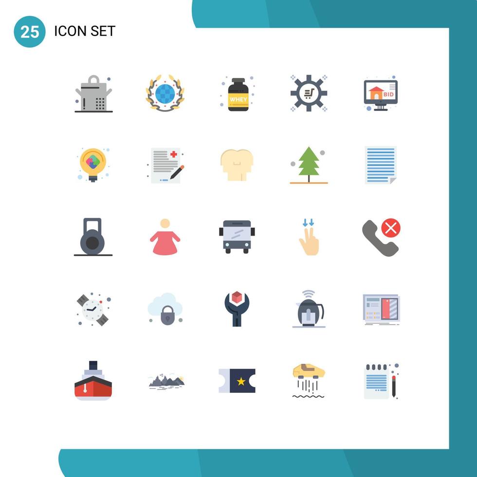 uppsättning av 25 vektor platt färger på rutnät för aning budgivning vikt bud marknadsföring bearbeta redigerbar vektor design element
