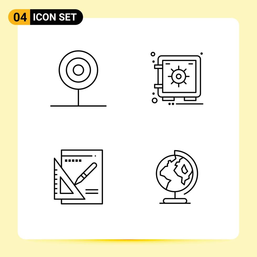 4 thematische Vektor-Fülllinien-Flachfarben und bearbeitbare Symbole der lebensmittelsicheren Präsentation von Süßigkeitsdiagrammen, bearbeitbare Vektordesign-Elemente vektor