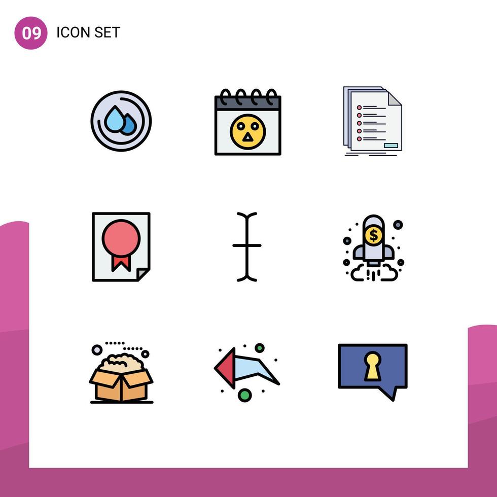 Satz von 9 kommerziellen Filledline-Flachfarbpaketen für Eingabeberichtslisten-Papierdaten editierbare Vektordesign-Elemente vektor