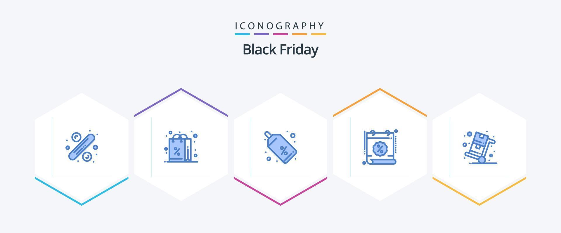 Black Friday 25 Blue Icon Pack inklusive Cyber Monday. Zeit. Rabatt. Prozent. Kalender vektor