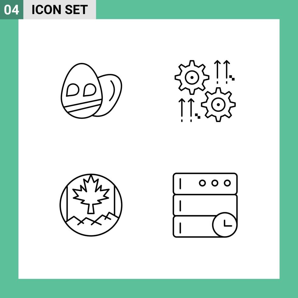 4 universelle Linienzeichen Symbole der Eiblatt-Einstellrad-Datenbank editierbare Vektordesign-Elemente vektor