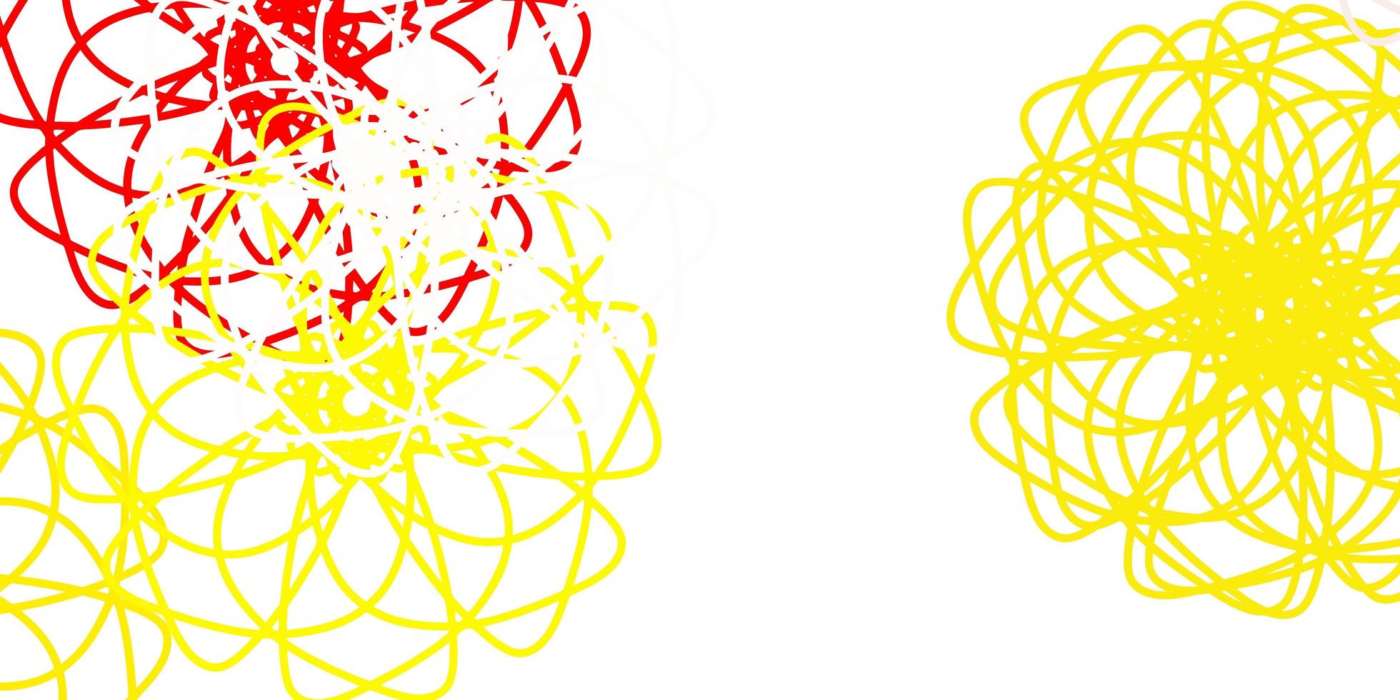 hellrote, gelbe Vektor-Gekritzelschablone mit Blumen. vektor
