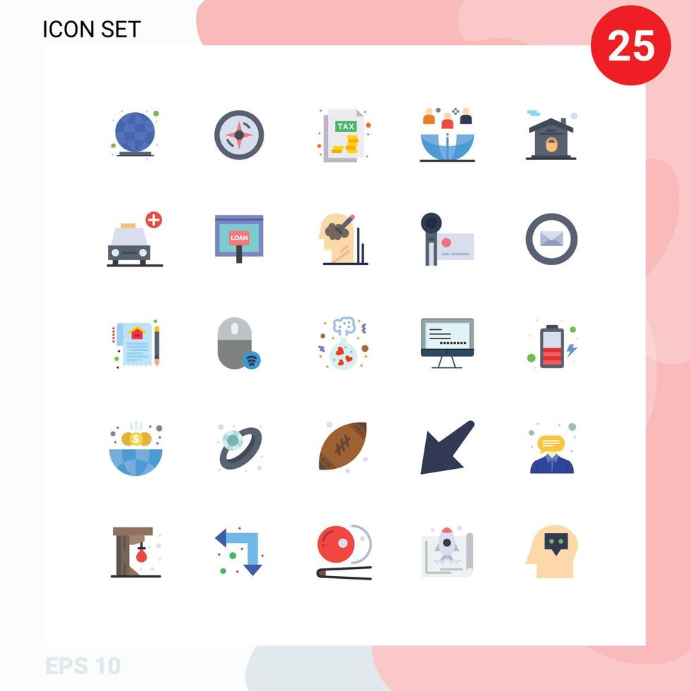 packa av 25 kreativ platt färger av låsa Hem inkomst beskatta påstående utläggning internationell redigerbar vektor design element