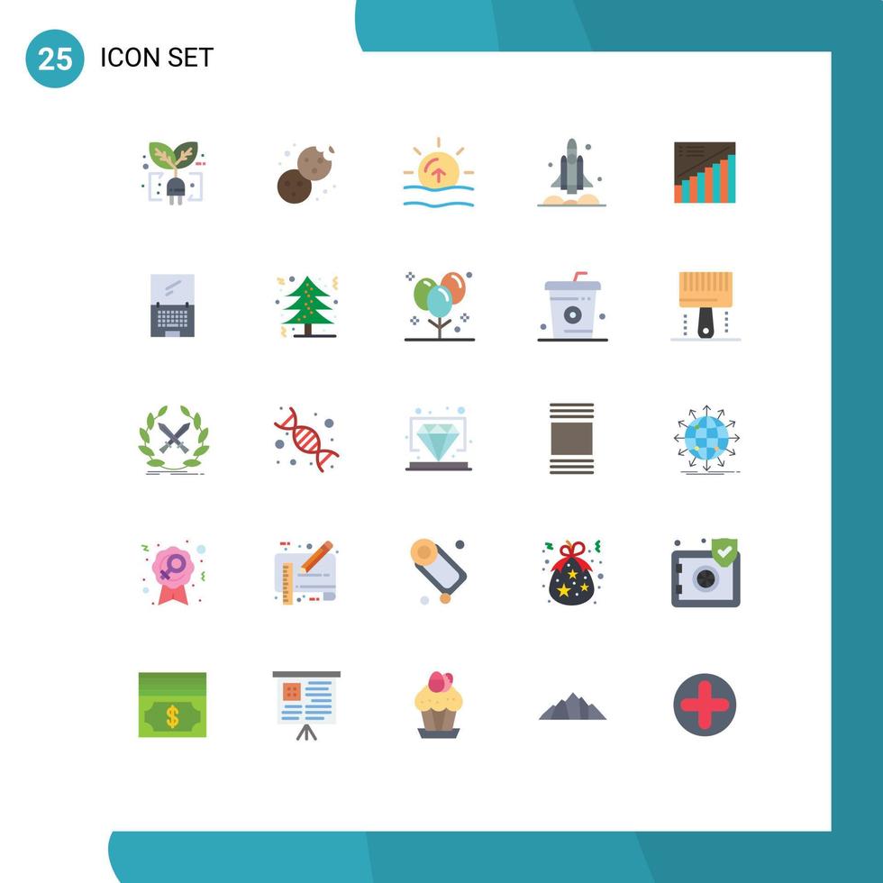 satz von 25 flachen vektorfarben auf raster für diagrammtransport natur raumschiffwerfer editierbare vektordesignelemente vektor