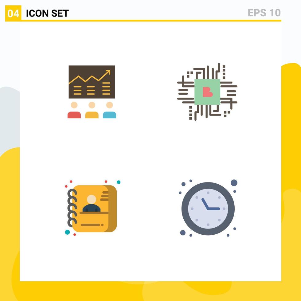 Satz von 4 Vektor-Flachsymbolen im Raster für Team-Finanzdiagramm-Erfolgsbewerber editierbare Vektordesign-Elemente vektor