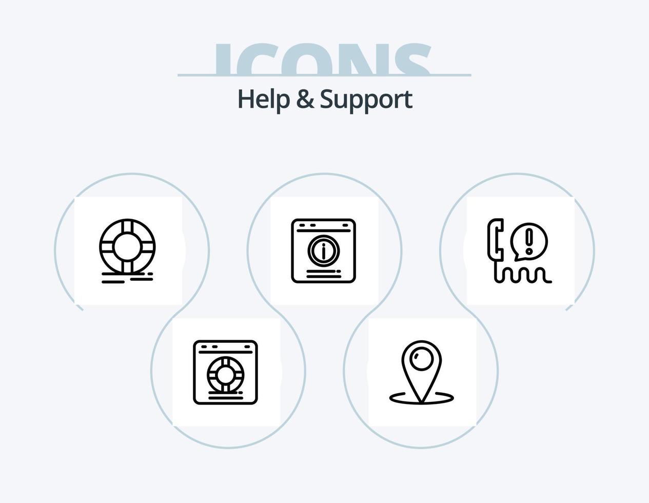 Hilfe- und Support-Line-Icon-Pack 5 Icon-Design. global. Center. Schutz. Service. Kunde vektor