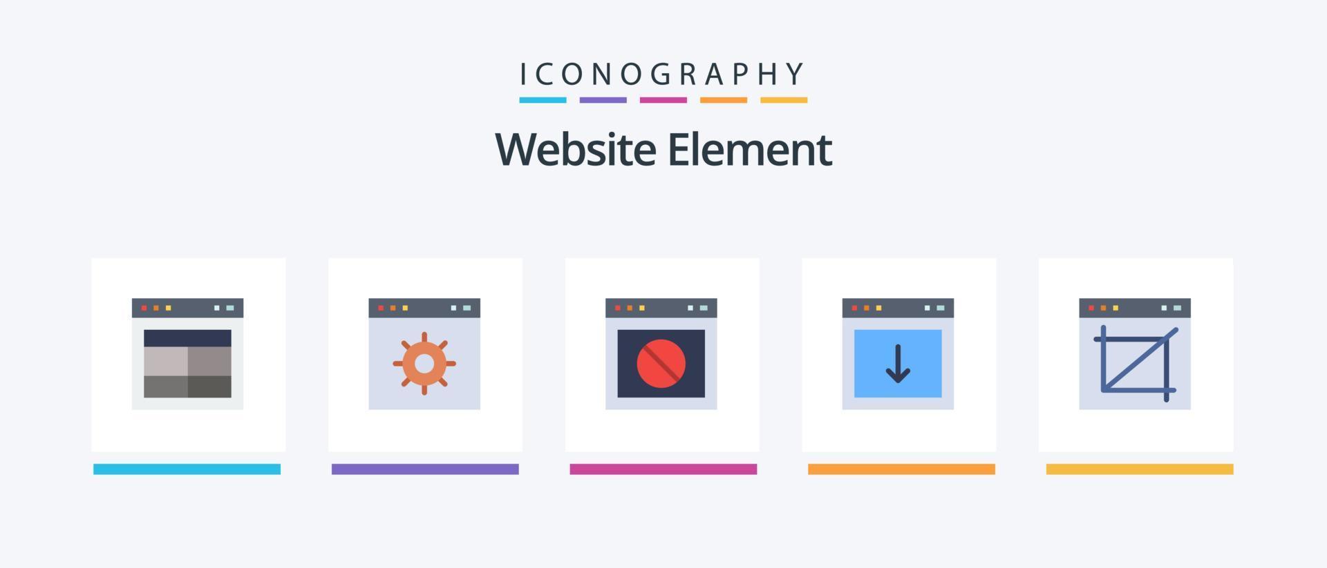 hemsida element platt 5 ikon packa Inklusive element. pil. hemsida. app. webb. kreativ ikoner design vektor