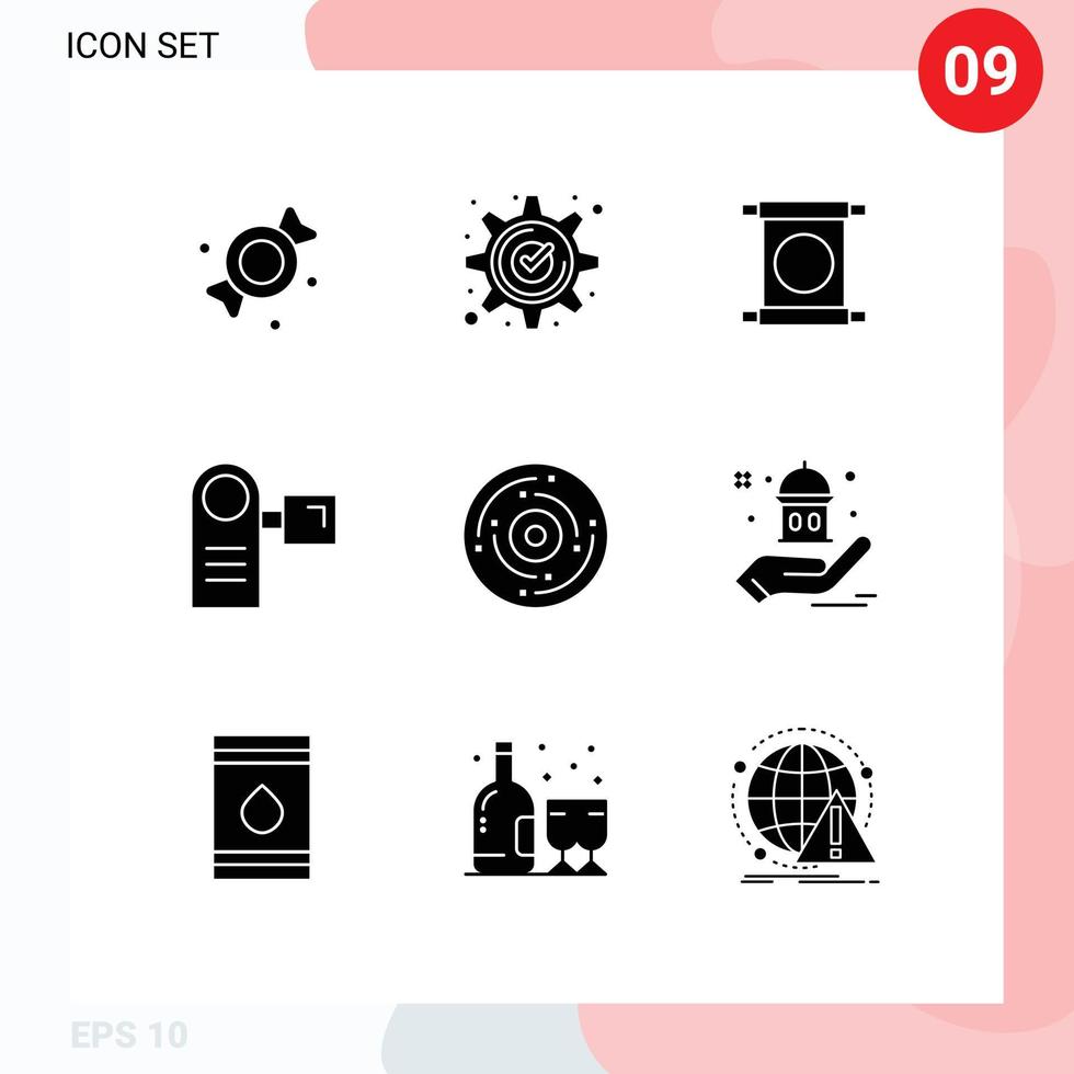 9 kreative Symbole moderne Zeichen und Symbole der Feier elektronische Scroll elektrische Camcorder editierbare Vektordesign-Elemente vektor