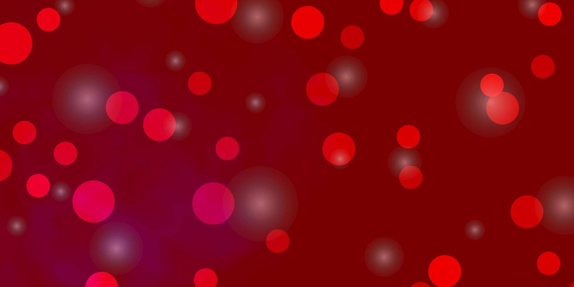 hellrosa, roter Vektorhintergrund mit Kreisen, Sternen. vektor