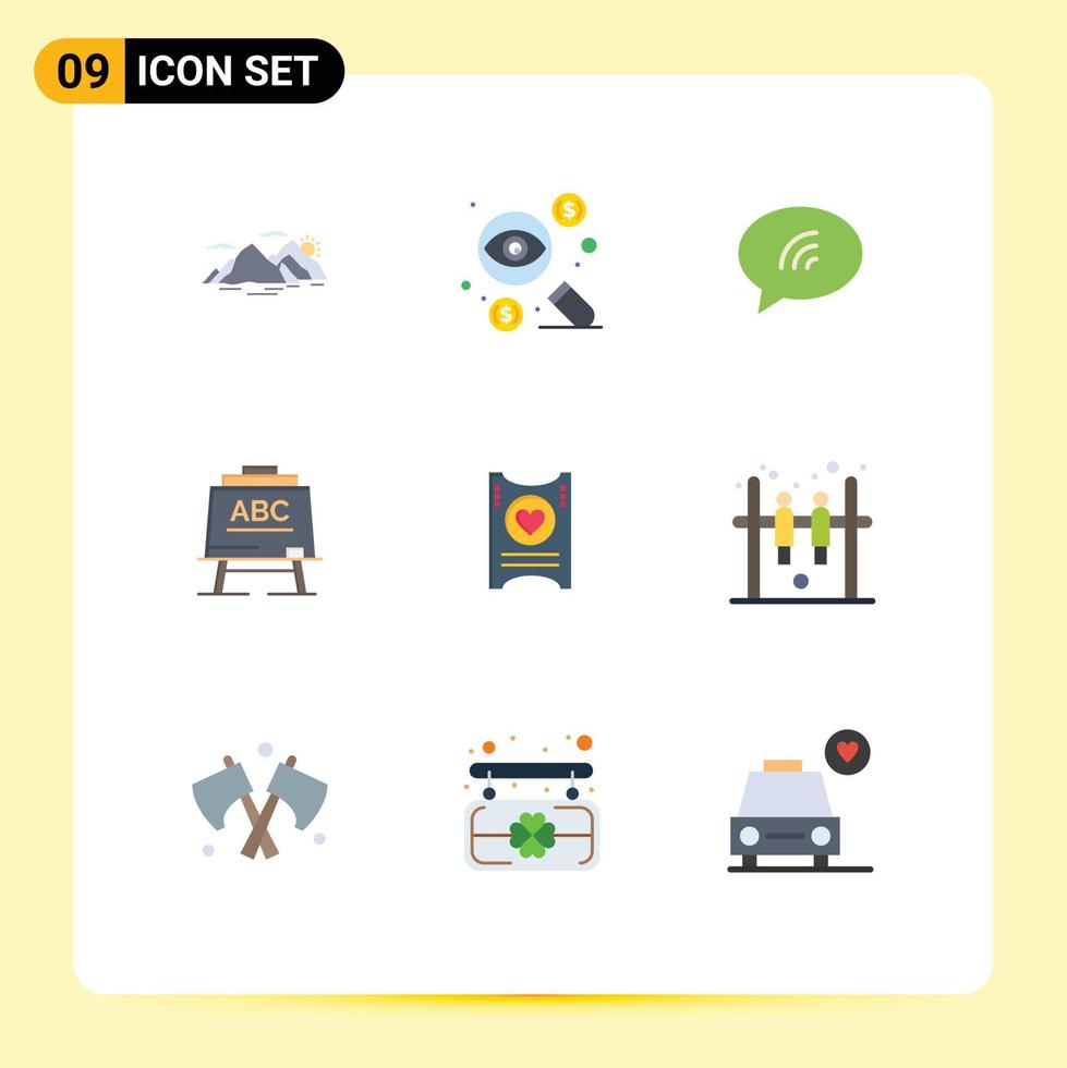grupp av 9 platt färger tecken och symboler för styrelse lärare pengar lärande chatta redigerbar vektor design element