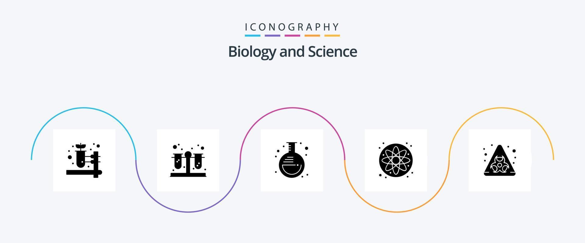 biologi glyf 5 ikon packa Inklusive . fara. burk. biologisk. vetenskap vektor