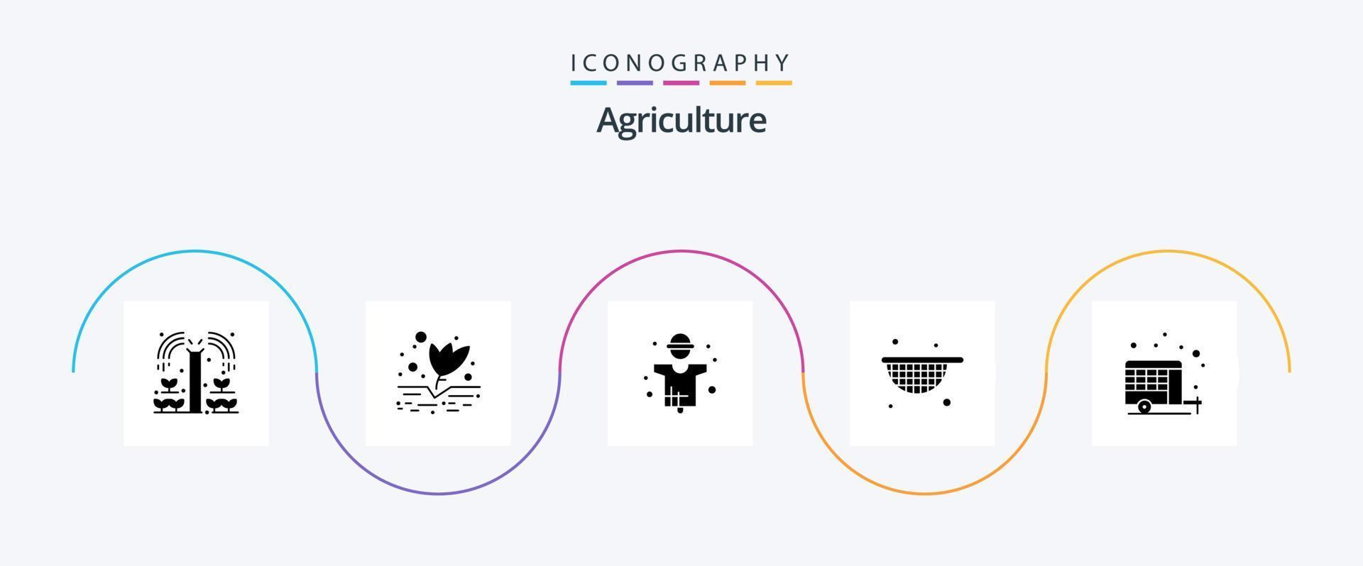 Landwirtschafts-Glyphe 5 Icon Pack inklusive Lager. Lebensmittel. Landwirtschaft. Landwirtschaft. Produktion vektor