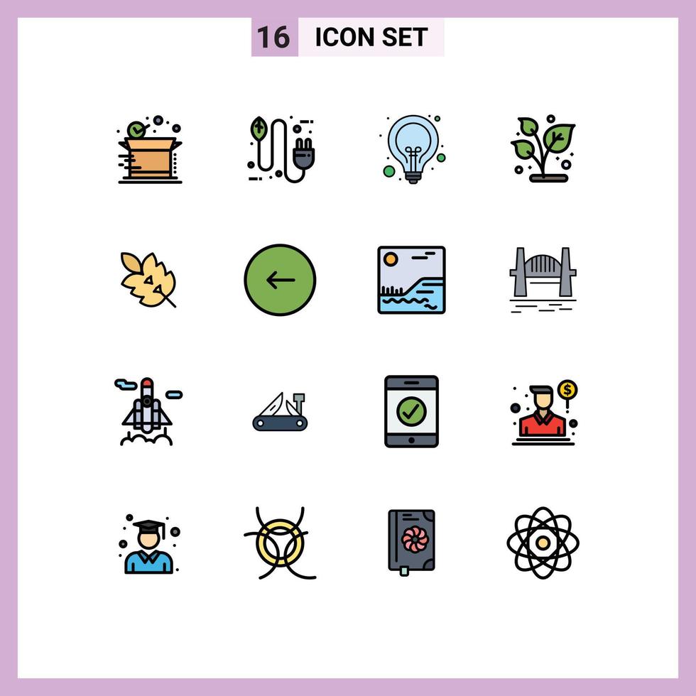 satz von 16 modernen ui-symbolen symbole zeichen für pflanzenblattstecker wachsen seo editierbare kreative vektordesignelemente vektor