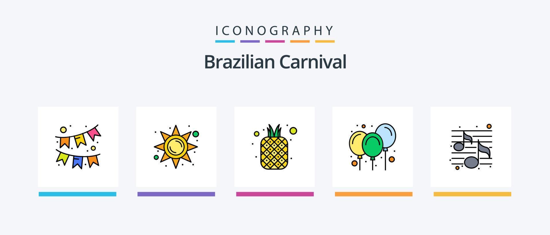 Brasilianische Karnevalslinie gefüllt 5 Icon Pack inklusive Licht. Erfassung. Obst. Bild. Kamera. kreatives Symboldesign vektor
